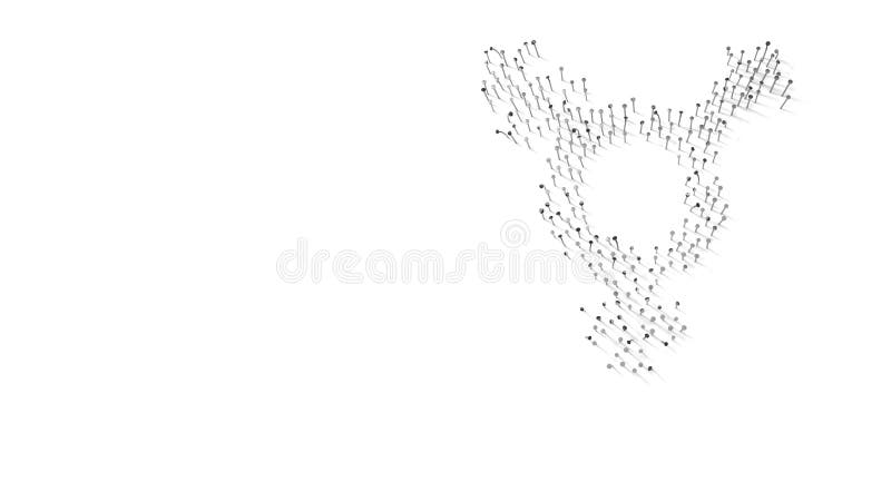 Il simbolo della rendering 3d transgender alt è avvolto nella pellicola d'oro su fondo blu scuro illustrazione di stock