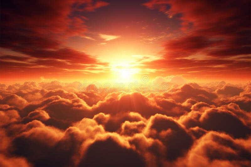 Il sole aumenta le nuvole scintillanti in un panorama dorato del mattino illustrazione vettoriale