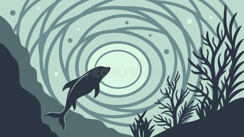 Il sommozzatore esplora un misterioso vortice sottomarino. progettazione vettoriale Generative AI illustrazione di stock