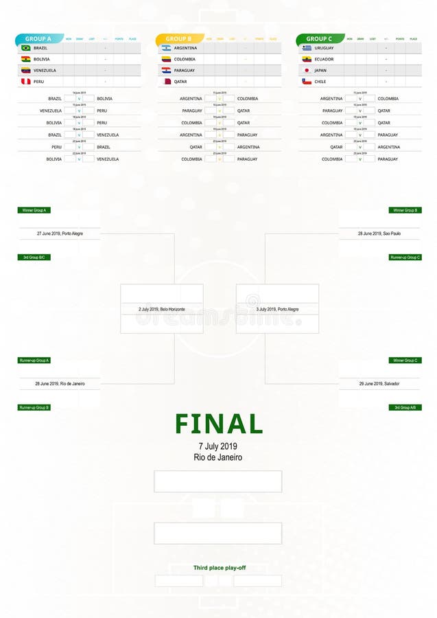 Il Sudamerica 2019 Programma Verticale Di Torneo Di Calcio Immagine