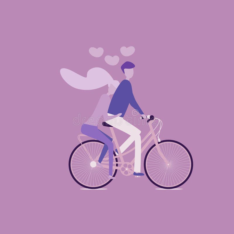 Il tandem di guida appena della coppia sposata della sposa e dello sposo va in bicicletta illustrazione di stock Il tandem di guida appena della coppia sposata della sposa e dello sposo va in bicicletta illustrazione di stock