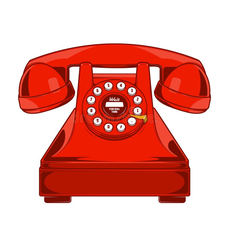 Il telefono rosso d'annata con i bottoni compone l'anello isolato su un fondo bianco Linea arte monocromatica Retro disegno illustrazione vettoriale Il telefono rosso d'annata con i bottoni compone l'anello isolato su un fondo bianco Linea arte monocromatica Retro disegno illustrazione vettoriale