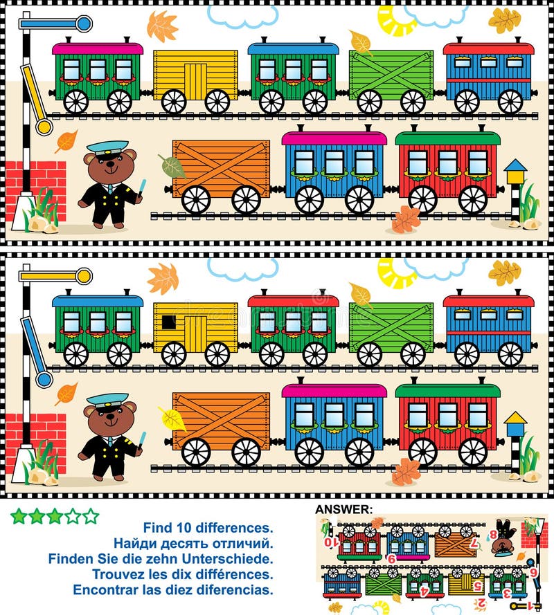 Il treno del giocattolo trova il puzzle della maschera di differenze