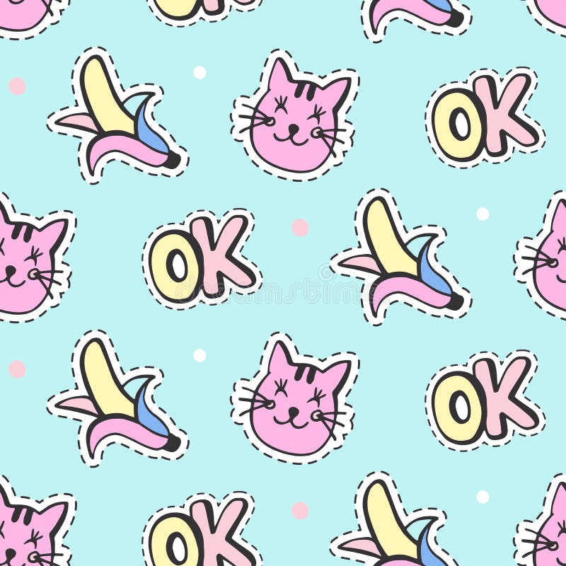 Il vettore alla moda del ` s della ragazza rattoppa il fondo senza cuciture del modello royalty illustrazione gratis Il vettore alla moda del ` s della ragazza rattoppa il fondo senza cuciture del modello royalty illustrazione gratis