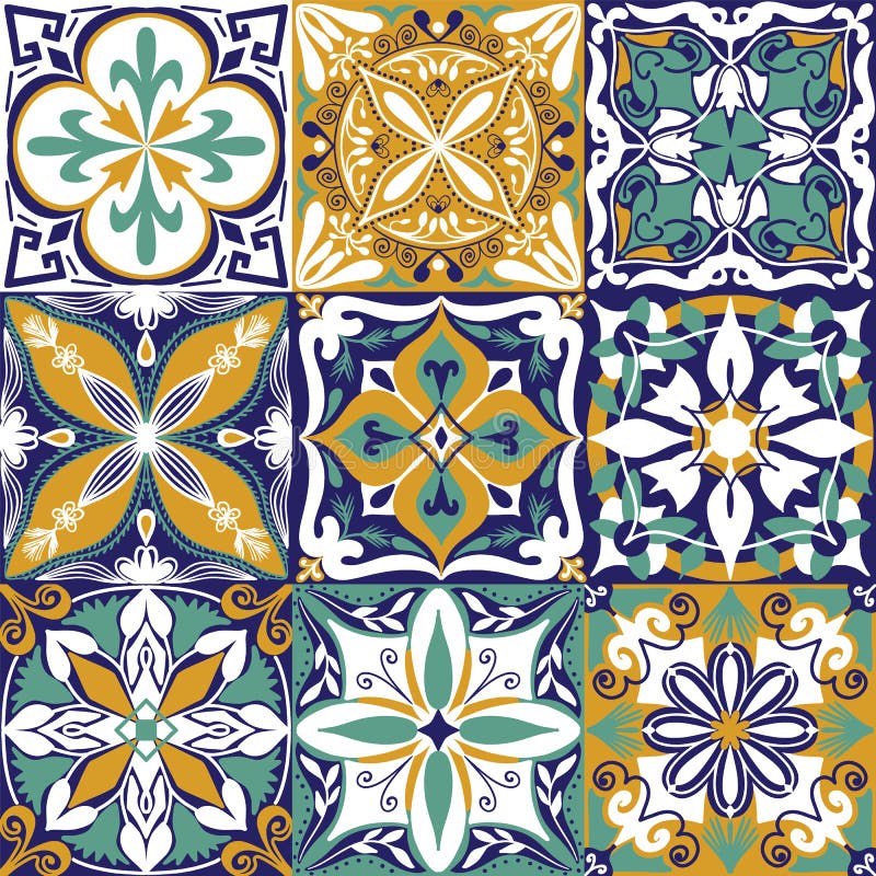 Il vettore Azulejo portoghese piastrella il fondo senza cuciture del modello illustrazione vettoriale Il vettore Azulejo portoghese piastrella il fondo senza cuciture del modello illustrazione vettoriale