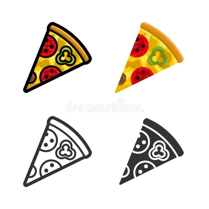 Il vettore della pizza ha colorato l'insieme dell'icona illustrazione di stock Il vettore della pizza ha colorato l'insieme dell'icona illustrazione di stock