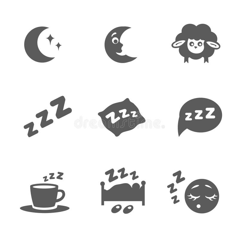 Il vettore ha isolato le icone di sonno messe illustrazione vettoriale Il vettore ha isolato le icone di sonno messe illustrazione vettoriale