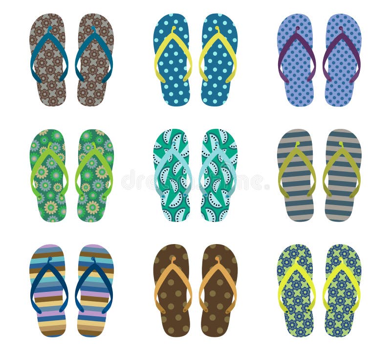 Il vettore ha messo con i Flip-flop svegli dell'estate per gli uomini royalty illustrazione gratis Il vettore ha messo con i Flip-flop svegli dell'estate per gli uomini royalty illustrazione gratis