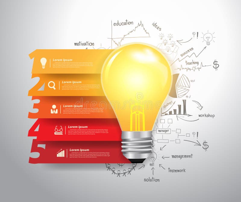 Il vettore numera le opzioni di punto con le idee della lampadina illustrazione di stock Il vettore numera le opzioni di punto con le idee della lampadina illustrazione di stock