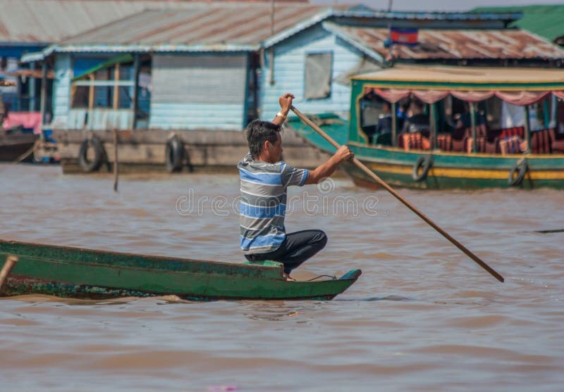 Il villaggio di galleggiamento della linfa di Tonle, Cambogia immagine stock libera da diritti Il villaggio di galleggiamento della linfa di Tonle, Cambogia immagine stock libera da diritti