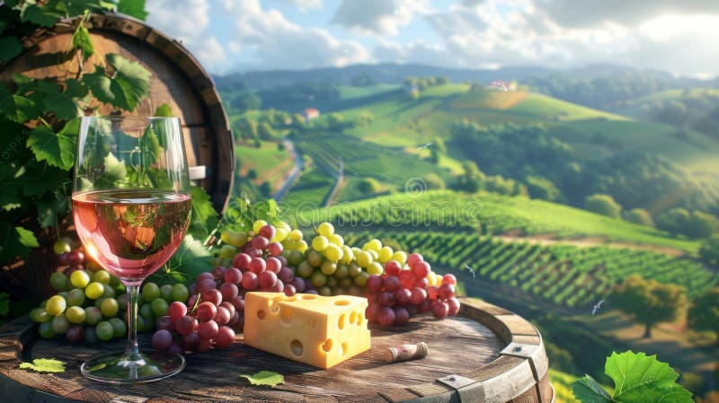 Il vino e il formaggio Delight. Generato dall'AI immagine stock libera da diritti