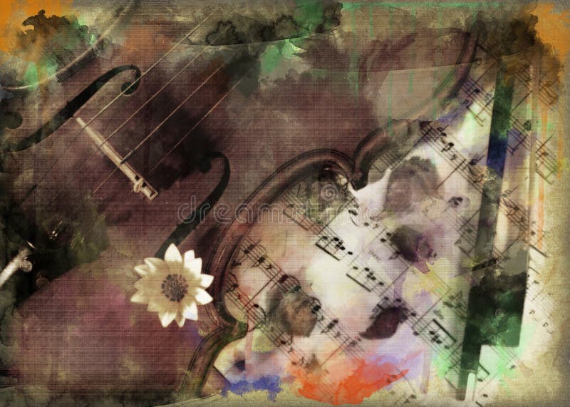 Violino e musica di lerciume fotografia stock Violino e musica di lerciume fotografia stock