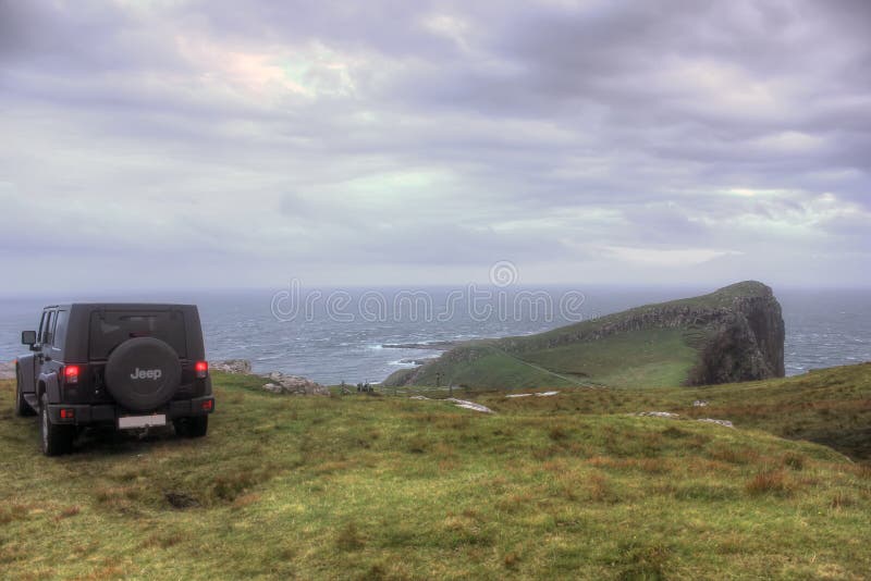 The nature of Scotland, Jeep Wrangler on the Isle of Skye, a journey through Scotland, traveling by car. The nature of Scotland, Jeep Wrangler on the Isle of Skye, a journey through Scotland, traveling by car