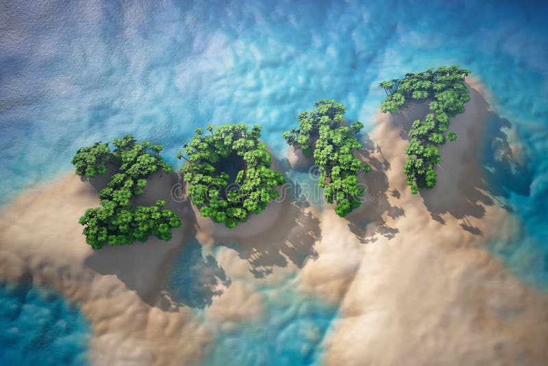 Ilha tropical no oceano com as árvores como o sinal de 2017 anos ilustração do vetor Ilha tropical no oceano com as árvores como o sinal de 2017 anos ilustração do vetor