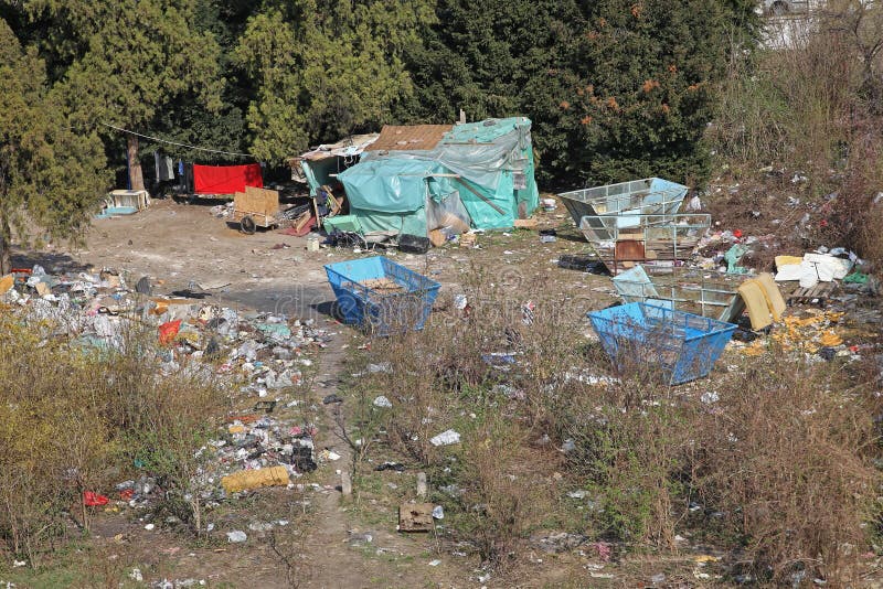 Illegal Camp Settlement stock photo. Image of scrap 128757336