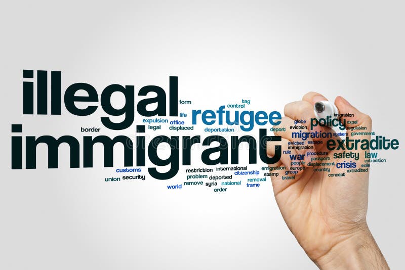 Illegal immigrant word cloud concept on grey background. Illegal immigrant word cloud concept on grey background