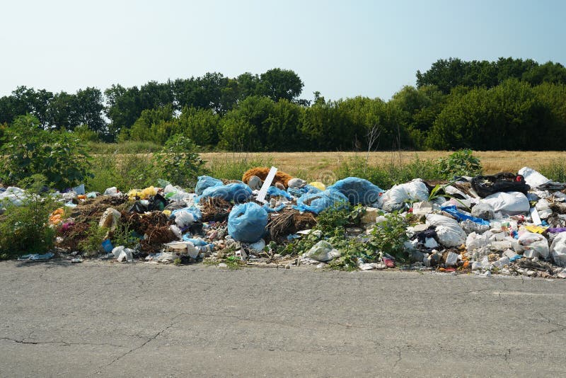 Illegal Rubbish Dump Near the Road, Garbage in the Nature Stock Image Image of garbage, dumped