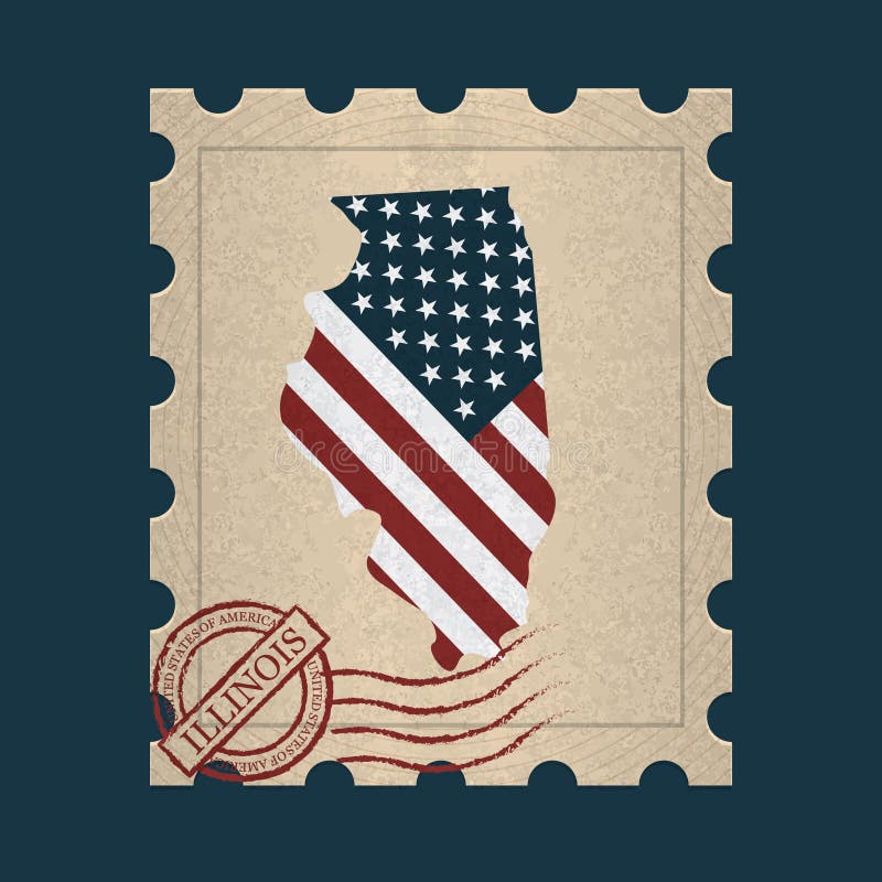 Illinois Postage Stamp. Vector Illustration Decorative Design Stock