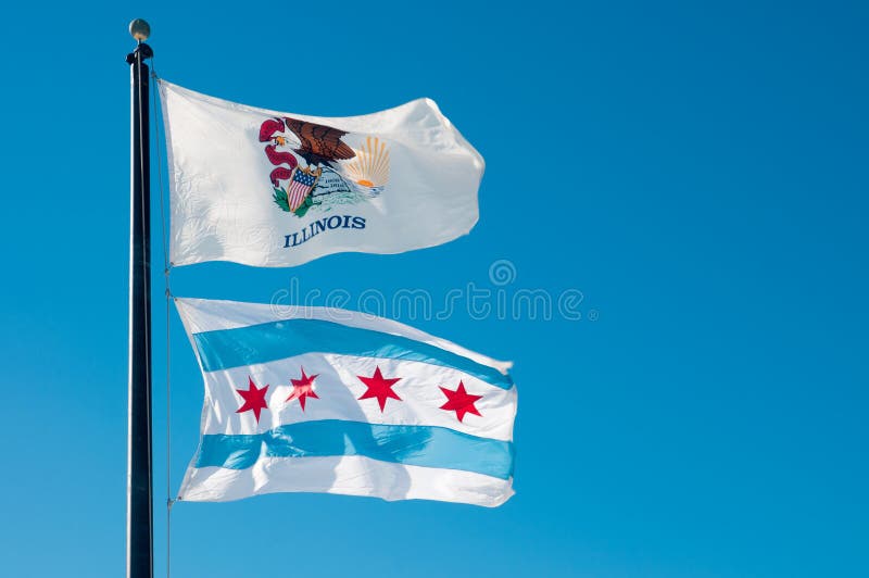 Illinois State Flag and Chicago City Flag