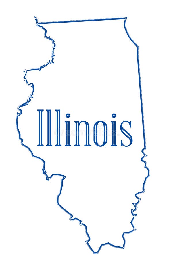 Illinois State Outline Map stock illustration. Illustration of artwork