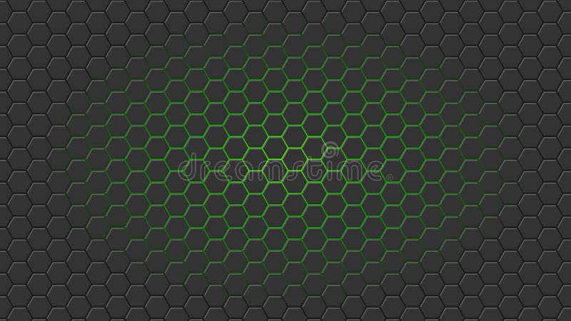 Vector illstration of hexagon background with green light.