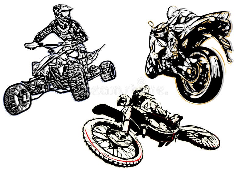 Desenho Em Preto E Branco De Motocicleta Com Vetor De Carro. Corridas De  Motocicletas Ilustração do Vetor - Ilustração de fundo, moto: 213639064