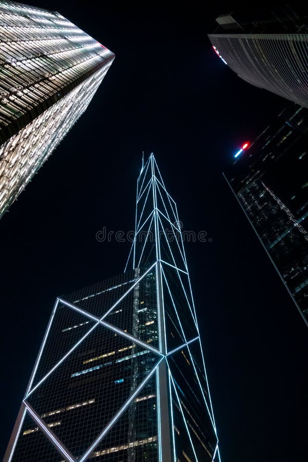 Bank of China Building at Night Editorial Image - Image of illuminated ...