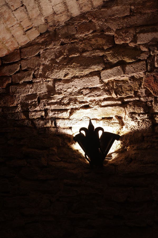 Illuminated Brick Wall in Green Neon Color, Full Frame Stock Image