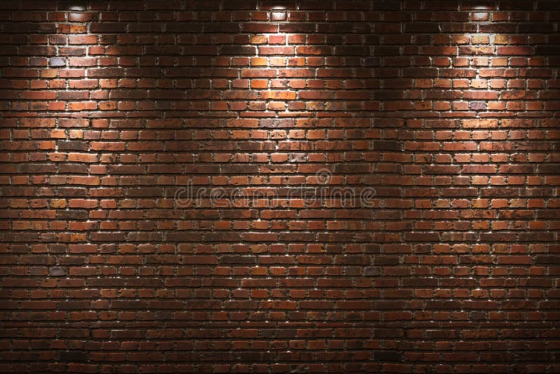 Huge texture of an illuminated brick wall