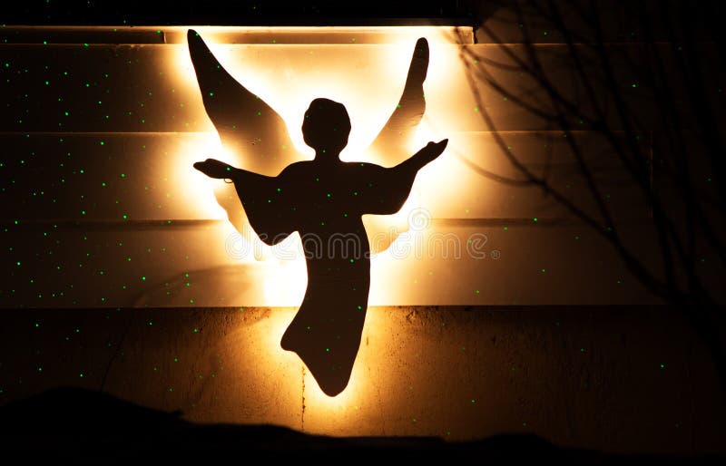 An Illuminated Christmas Angel Stock Photo Image of black, christmas