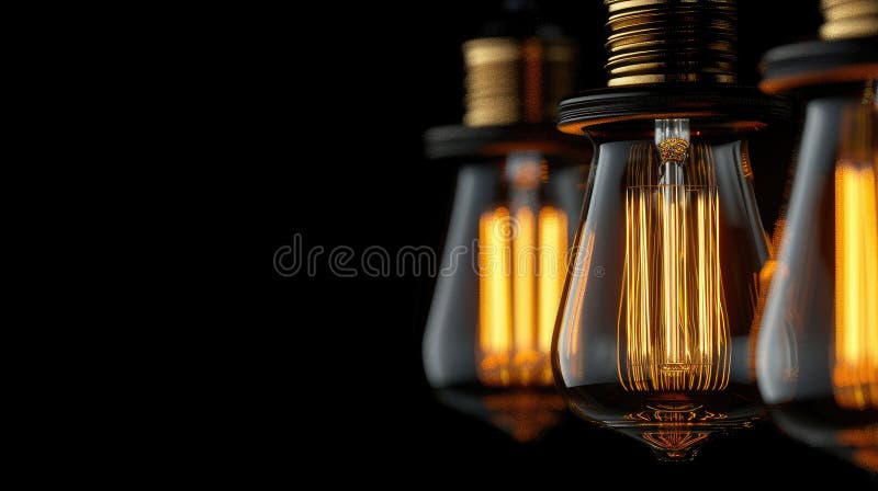 Illuminated Constellation: A Group of Light Bulbs Hanging in Harmony stock illustration