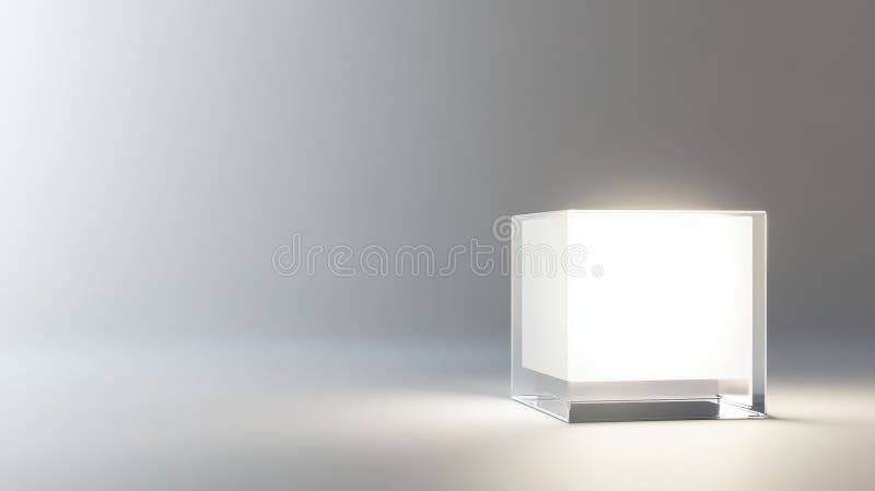 Illuminated cube lamp with soft glow in minimalist setting royalty free stock photos