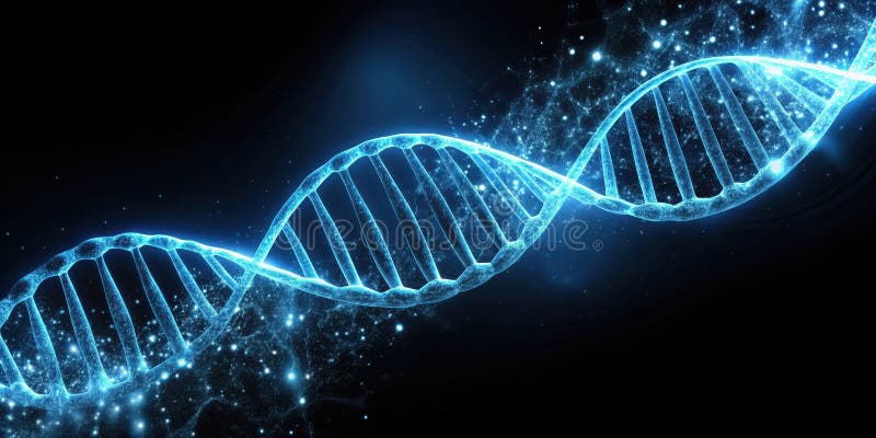 Illuminated double helix a glowing representation of genetic code and biological science. Generative AI royalty free illustration