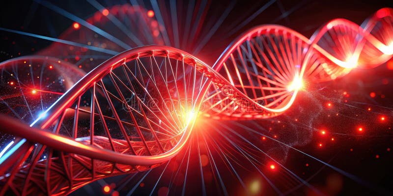 Illuminated double helix a glowing representation of genetic code and cellular structure. Generative AI vector illustration