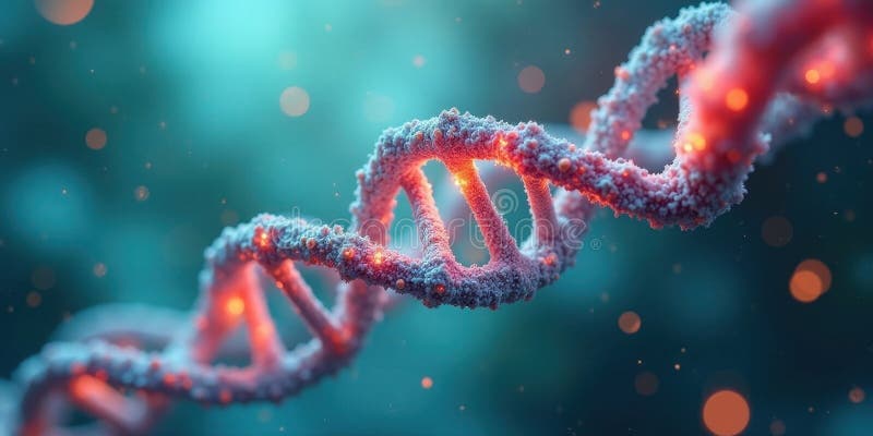 Illuminated double helix a microscopic view of genetic code structure and cellular biology. Generative AI royalty free illustration