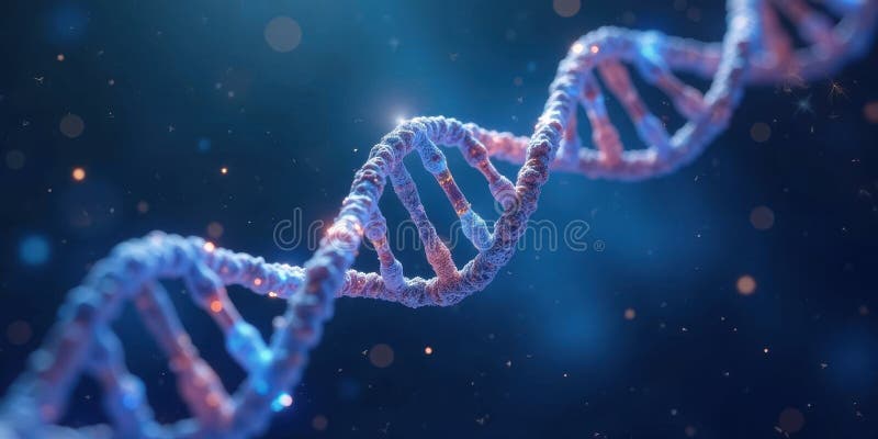 Illuminated double helix a microscopic view of genetic code structure and its complex components. Generative AI stock illustration