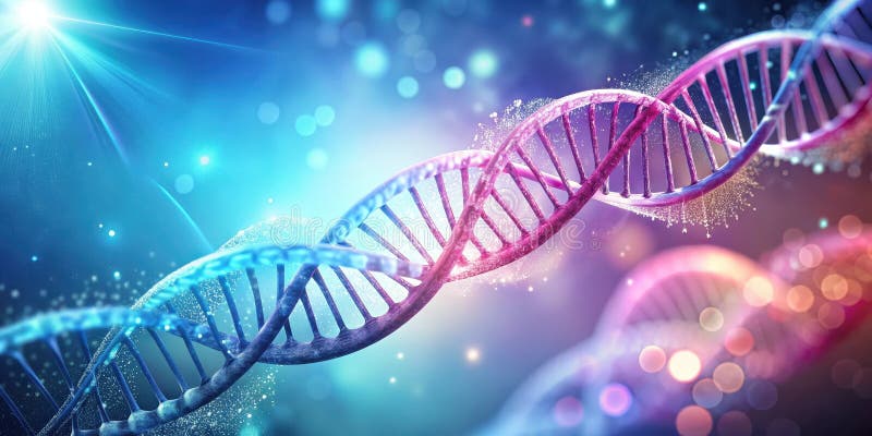 Illuminated double helix a microscopic view of genetic code structure and its luminescent properties. Generative AI. A stylized interpretation rendered with creativity and technical finesse.