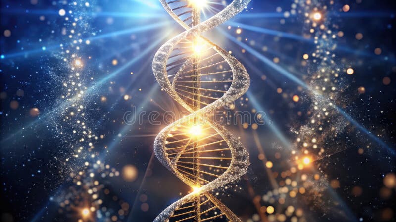 Illuminated double helix a sparkling representation of genetic code and the wonders of life\'s blueprint. Generative AI royalty free illustration