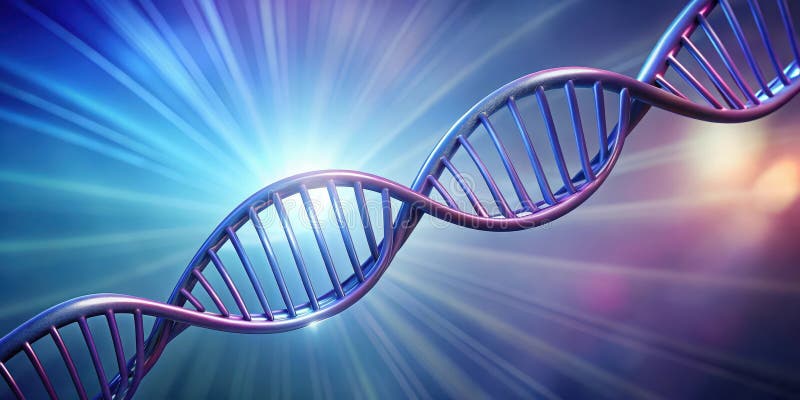 Illuminated double helix a symbolic representation of genetic code and scientific discovery. Generative AI stock illustration