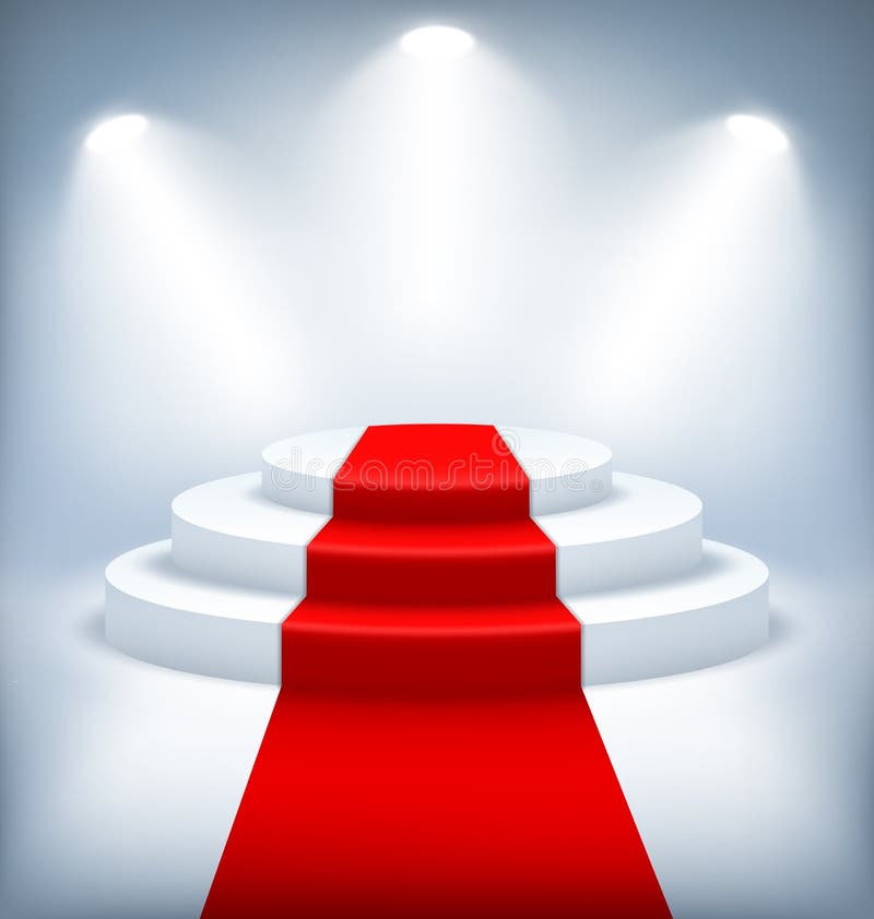 Illuminated Festive Stage Podium on White vector illustration