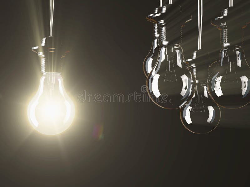 Illuminated Fluorescent Light Bulb Stock Image Image of cable, light
