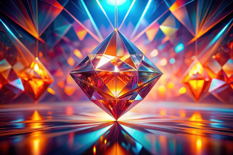 Illuminated geometric facets a symphony of color and light in a crystal arrangement. Generative AI royalty free illustration