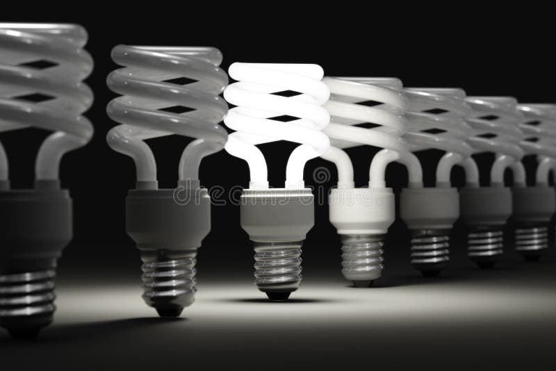 Illuminated light bulb stock illustration