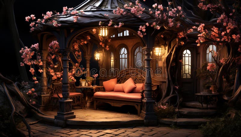 Illuminated old fashioned lantern decorates the night outdoors generated by AI royalty free stock photos