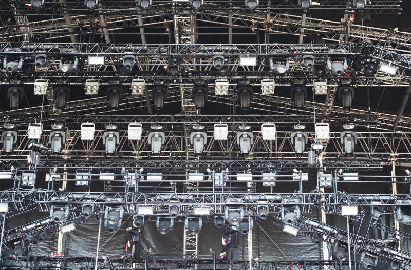 Illuminated Open Air Concert Stage Stock Image Image of projection