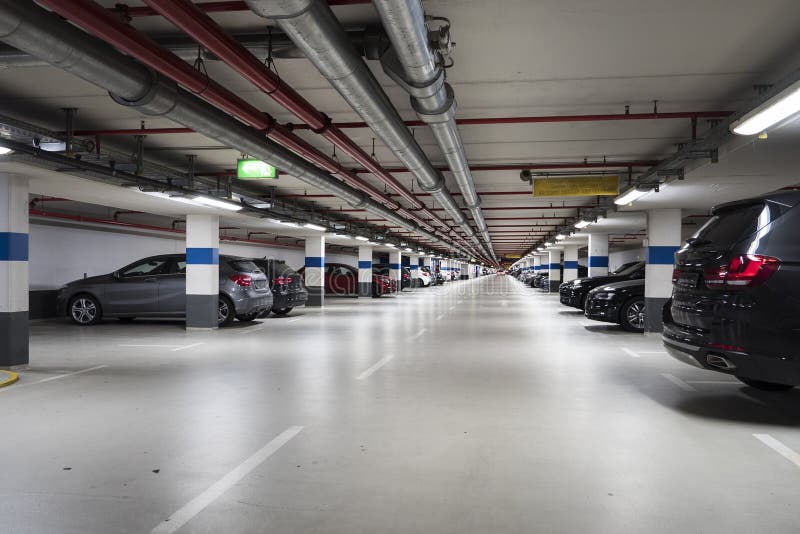 Illuminated parking garage royalty free stock photo