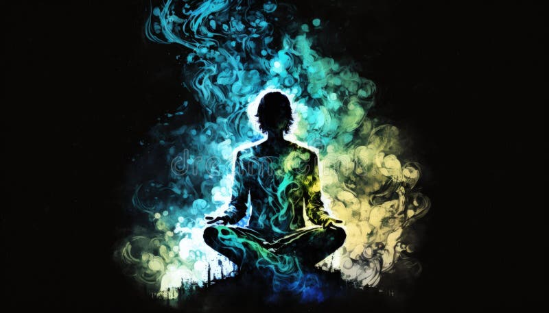 Illuminated Pathways of Spiritual Awakening. Generative AI royalty free illustration.