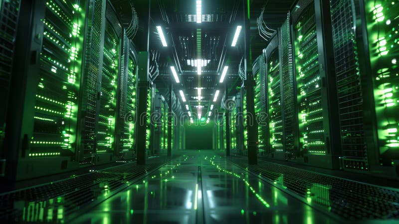 The illuminated server racks. image stock photography.