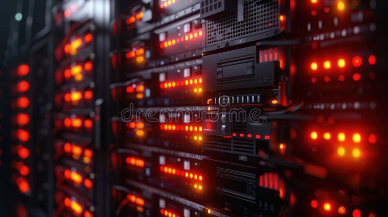 The illuminated server racks. royalty free stock photo.