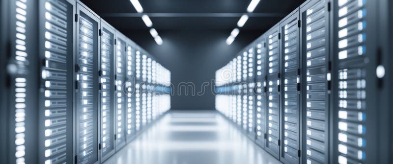Illuminated Server Racks Data Center Technology Network Infrastructure royalty free stock image